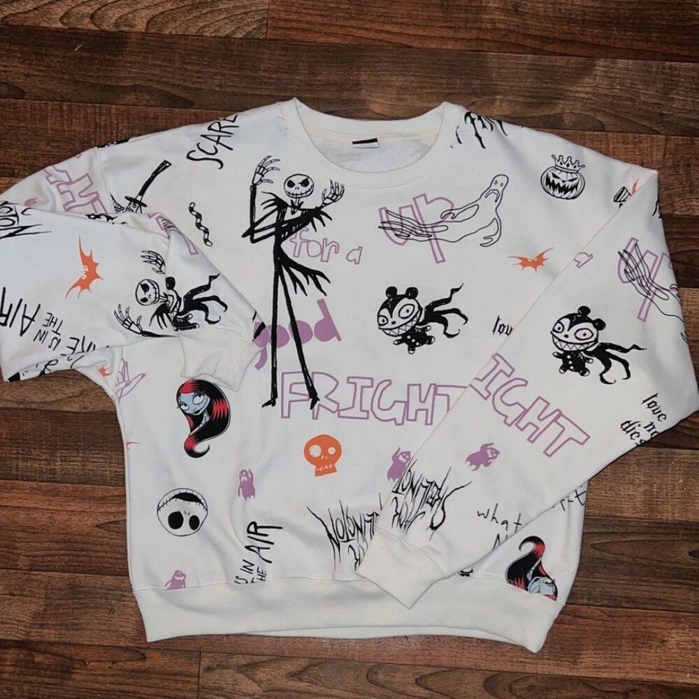 Disney jack skellington White and Purple Sweatshirt nightmare before Christmas